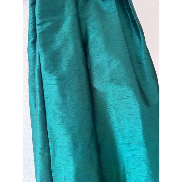 eShakti Emerald Green Pleated Dupioni Festive 34" Waist Wide Belt Maxi Skirt - Picture 9 of 10